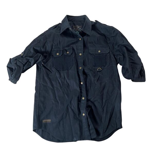 Ralph Lauren Tops - Ralph Lauren Womens Shirt Medium Black 100% Cotton Utility Mesh Pocket D-Ring